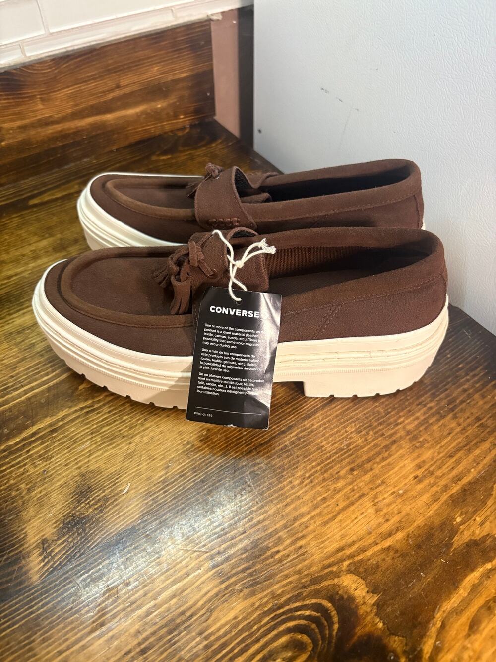 Converse brown platform loafers size 8